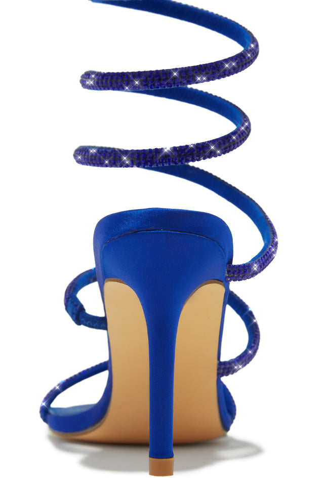 Load image into Gallery viewer, Sushmita Embellished Around The Ankle Coil Heels - Blue