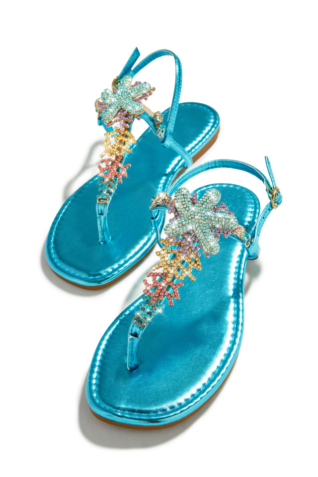 Load image into Gallery viewer, Blue Embellished Sandals