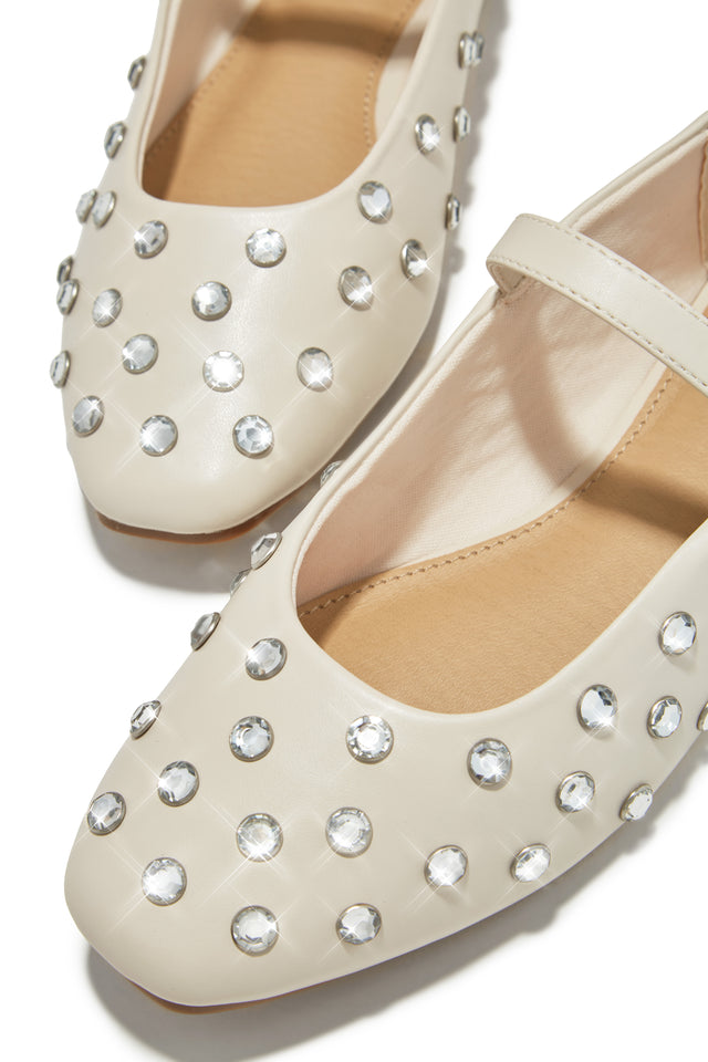 Load image into Gallery viewer, Bone Round Toe Embellished Flats