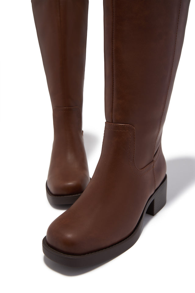 Load image into Gallery viewer, Midnight Icon Wide Fit Below The Knee Moto Boots - Brown