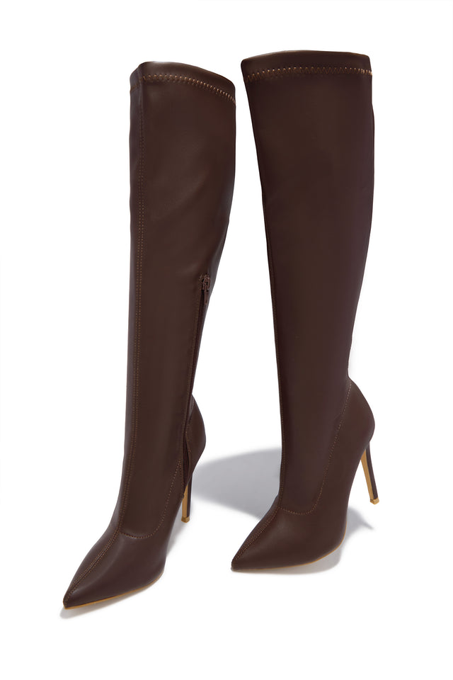 Load image into Gallery viewer, So Dramatic Knee High Heel Boots - Brown