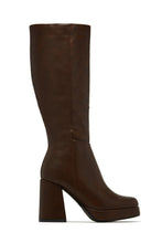 Load image into Gallery viewer, Hudson Platform Block Heel Knee High Boots – Brown