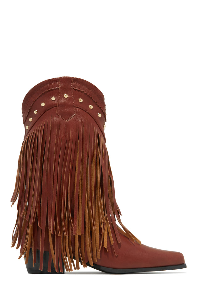 Load image into Gallery viewer, Bayley Fringe Cowgirl Boots - Brown