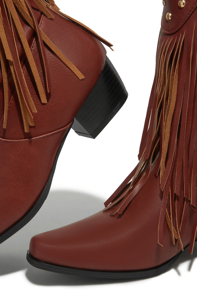 Load image into Gallery viewer, Bayley Fringe Cowgirl Boots - Brown
