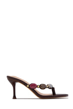 Load image into Gallery viewer, Nola Thong Strap Mid Heel Mules - Brown