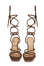 Load image into Gallery viewer, Holly Lace Up Strappy Heels - Brown