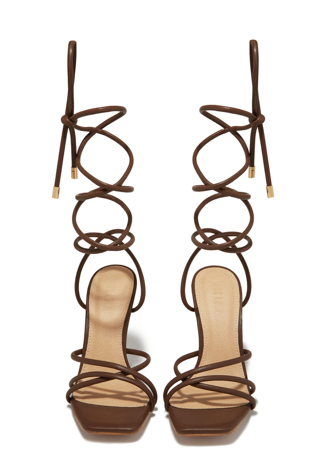 Load image into Gallery viewer, Holly Lace Up Strappy Heels - Brown