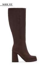 Load image into Gallery viewer, Hudson Wide Fit Platform Block Heel Boots - Brown
