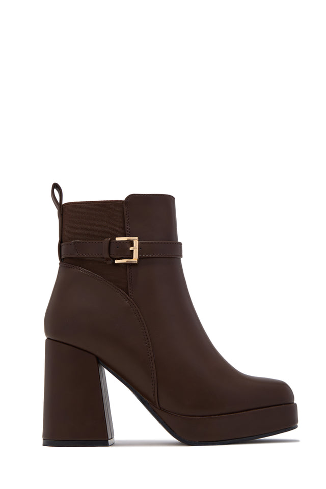Load image into Gallery viewer, Noelle Platform Block Heel Ankle Boots – Brown