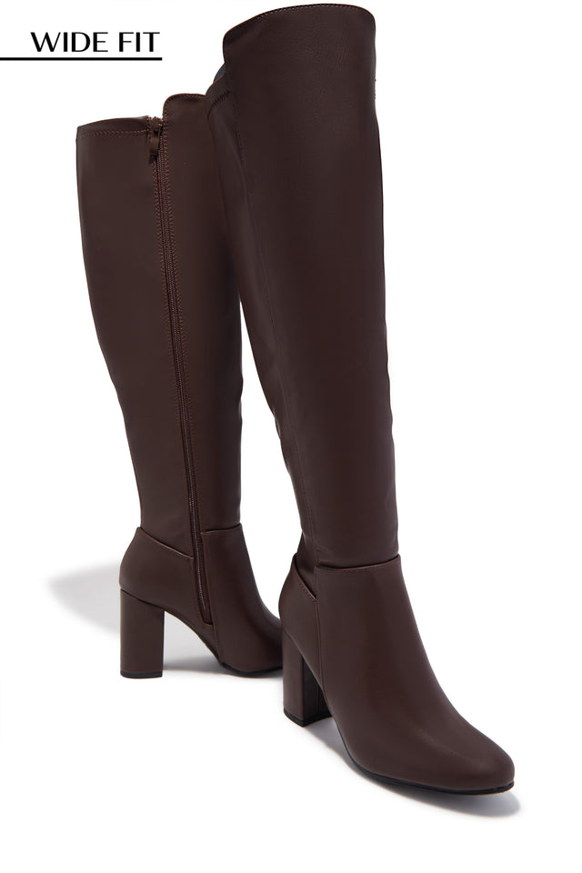 Load image into Gallery viewer, Colette Wide Fit Block Heel Boots - Brown