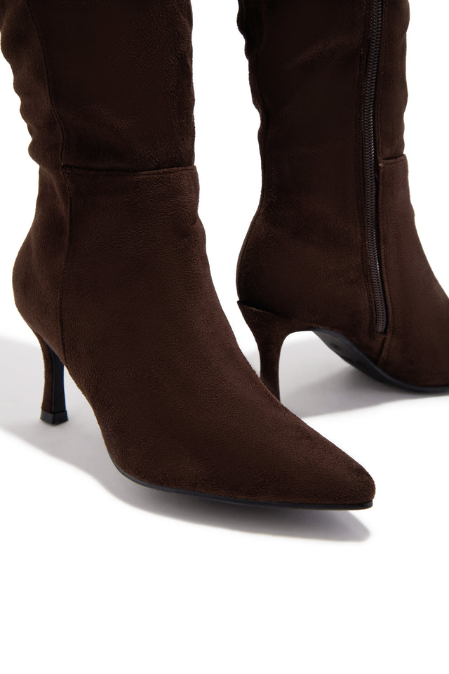 Load image into Gallery viewer, Zama Knee High Heel Boots - Brown Suede