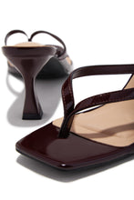 Load image into Gallery viewer, Angelie Mid Heel Mules - Brown PAT
