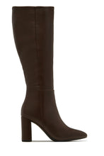Load image into Gallery viewer, Fine Time Block Heel Knee High Boots - Brown