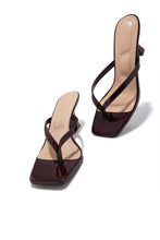 Load image into Gallery viewer, Angelie Mid Heel Mules - Brown PAT