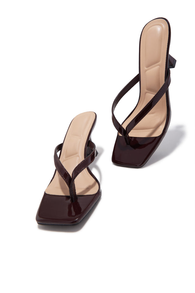Load image into Gallery viewer, Angelie Mid Heel Mules - Brown PAT