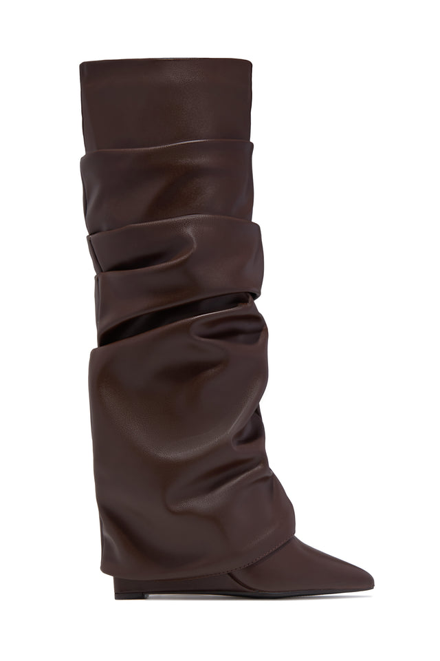 Load image into Gallery viewer, Kourtney Wedge Heel Shark Boots - Brown