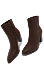 Load image into Gallery viewer, Madelyn Block Heel Ankle Boots - Brown