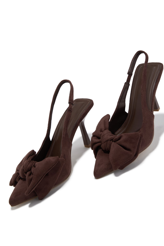 Load image into Gallery viewer, Kirstie Bow Slingback Pumps - Brown