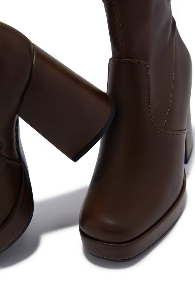 Load image into Gallery viewer, Masey Platform Block Heel Ankle Boots - Brown