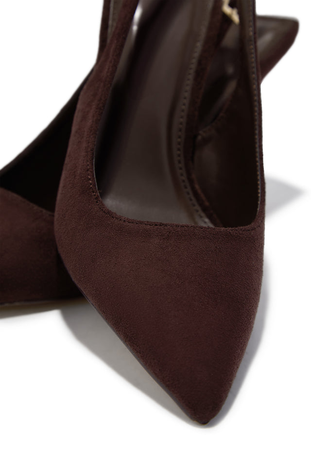 Load image into Gallery viewer, Carianna Faux Suede Slingback Pumps - Brown