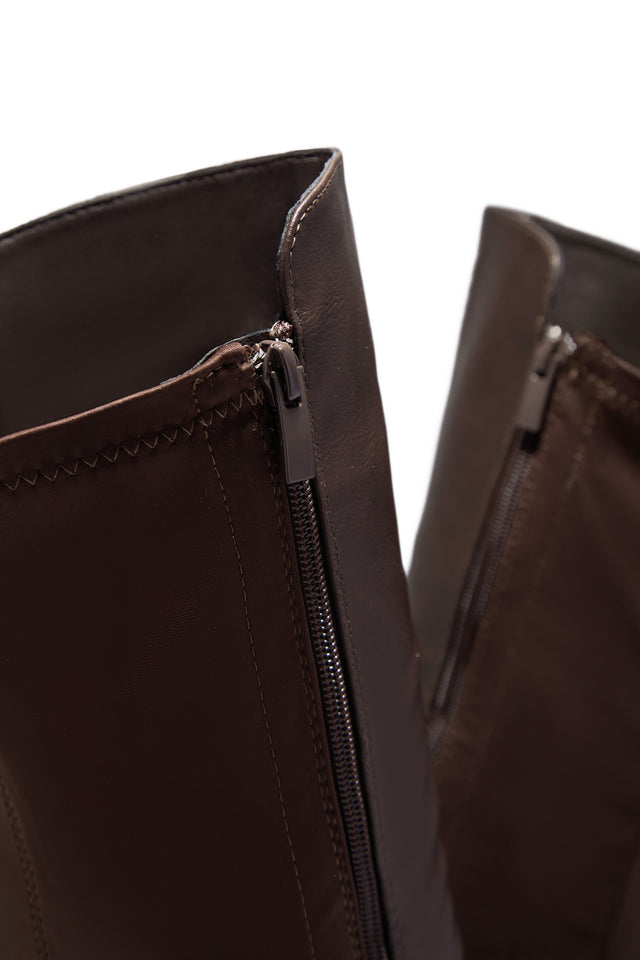 Load image into Gallery viewer, London Flat Over The Knee Boots - Brown PU