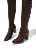Load image into Gallery viewer, Adeline Chunky Heel Over The Knee Boots - Brown
