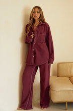 Load image into Gallery viewer, Aleza Long Sleeve Button Up Top - Burgundy