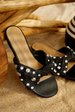Load image into Gallery viewer, Flatlay of Black Embellished Sandals