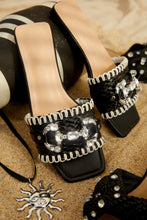 Load image into Gallery viewer, Black Embellished Slip On Sandals