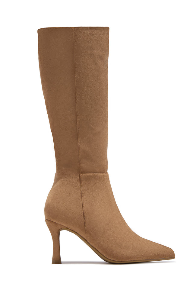 Load image into Gallery viewer, Zama Knee High Heel Boots - Camel Suede