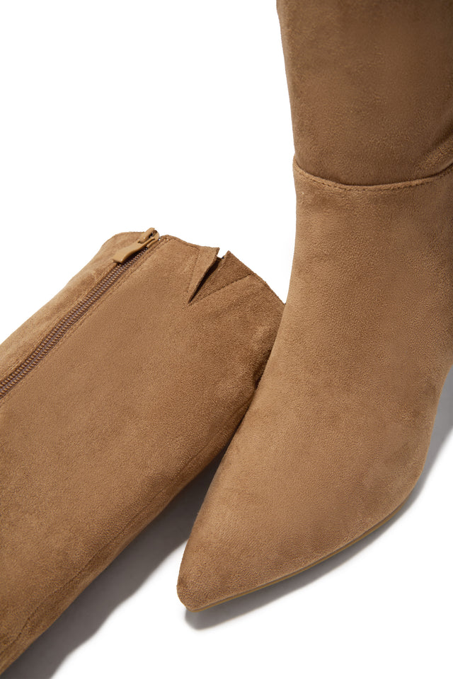 Load image into Gallery viewer, Zama Knee High Heel Boots - Camel Suede