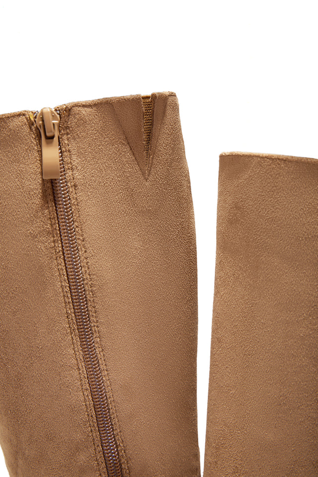 Load image into Gallery viewer, Zama Knee High Heel Boots - Camel Suede