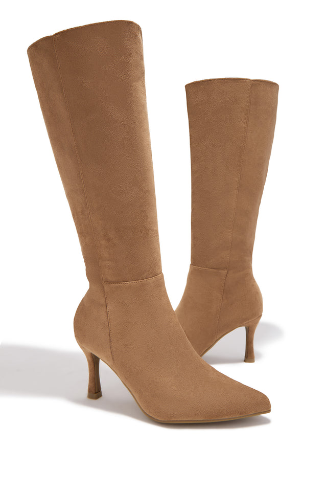 Load image into Gallery viewer, Zama Knee High Heel Boots - Camel Suede