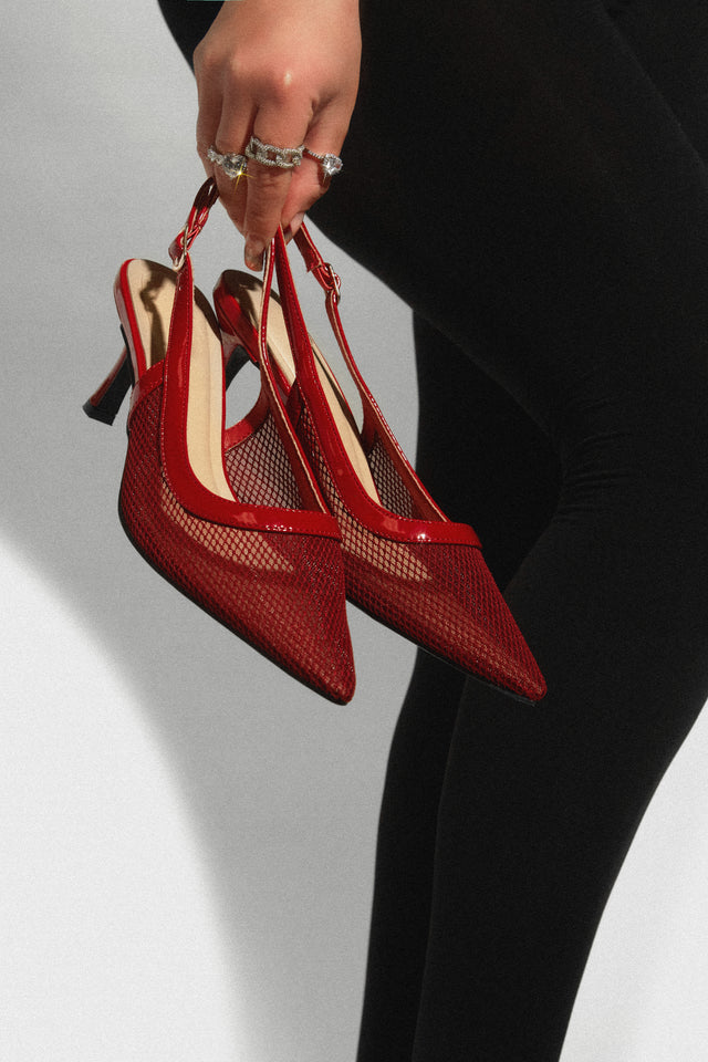 Load image into Gallery viewer, Chloey Slingback Mid Heel Pumps - Wine