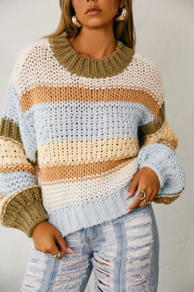 Load image into Gallery viewer, Multi Color Striped Knit Sweater