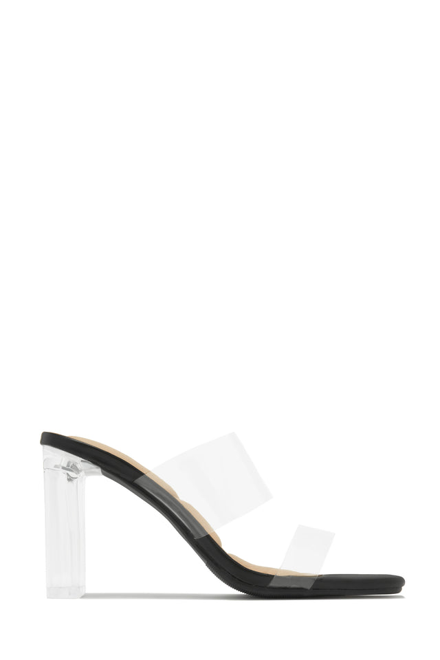 Load image into Gallery viewer, Jordana Clear Strap Mule Heels - Black