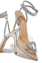 Load image into Gallery viewer, All For Love Heart Embellished High Heels - Silver