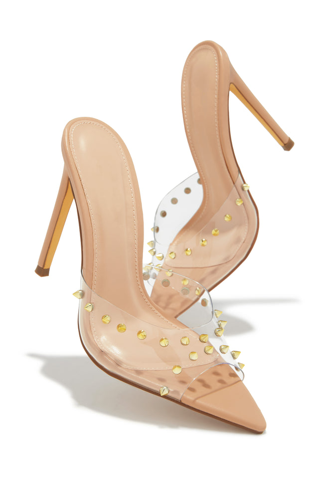 Load image into Gallery viewer, Collette Studded High Heel Mules - Clear