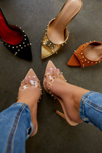 Load image into Gallery viewer, Collette Studded High Heel Mules - Clear
