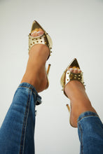 Load image into Gallery viewer, Collette Studded High Heel Mules - Gold