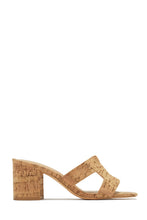 Load image into Gallery viewer, Cork Block Heel Open Toe Mules