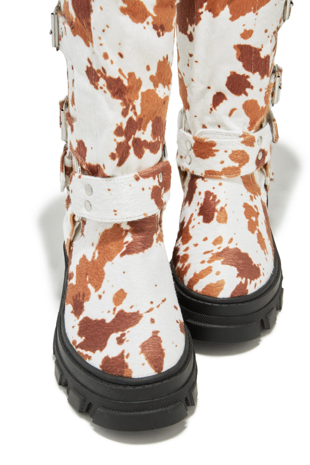 Load image into Gallery viewer, Alix Knee High Buckle Combat Boots - Cow