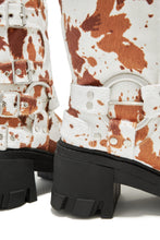 Load image into Gallery viewer, Alix Knee High Buckle Combat Boots - Cow