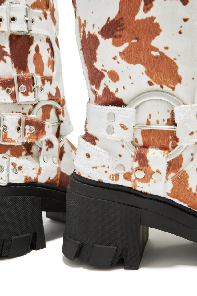 Load image into Gallery viewer, Alix Knee High Buckle Combat Boots - Cow