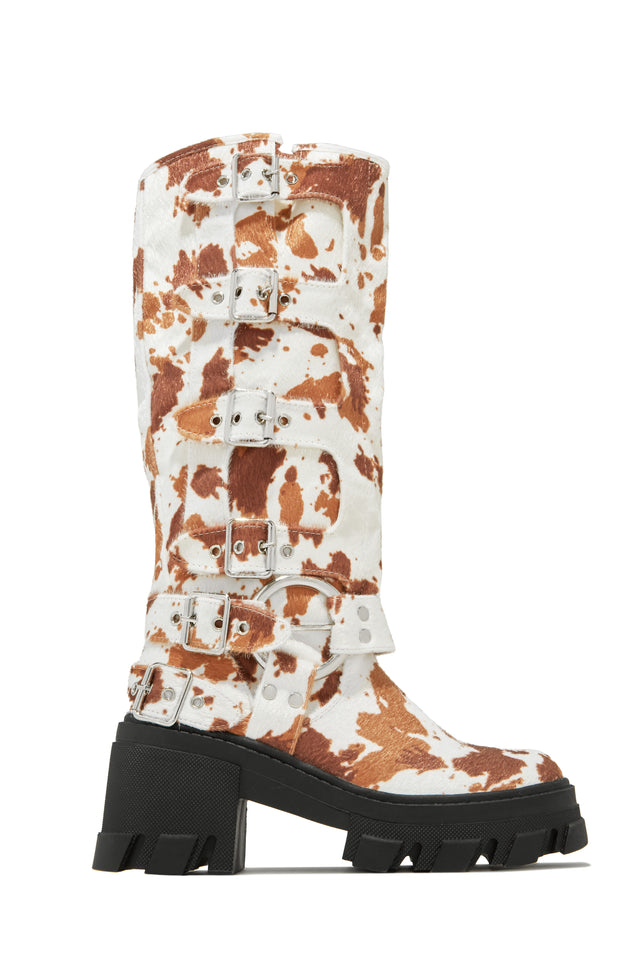 Load image into Gallery viewer, Alix Knee High Buckle Combat Boots - Cow