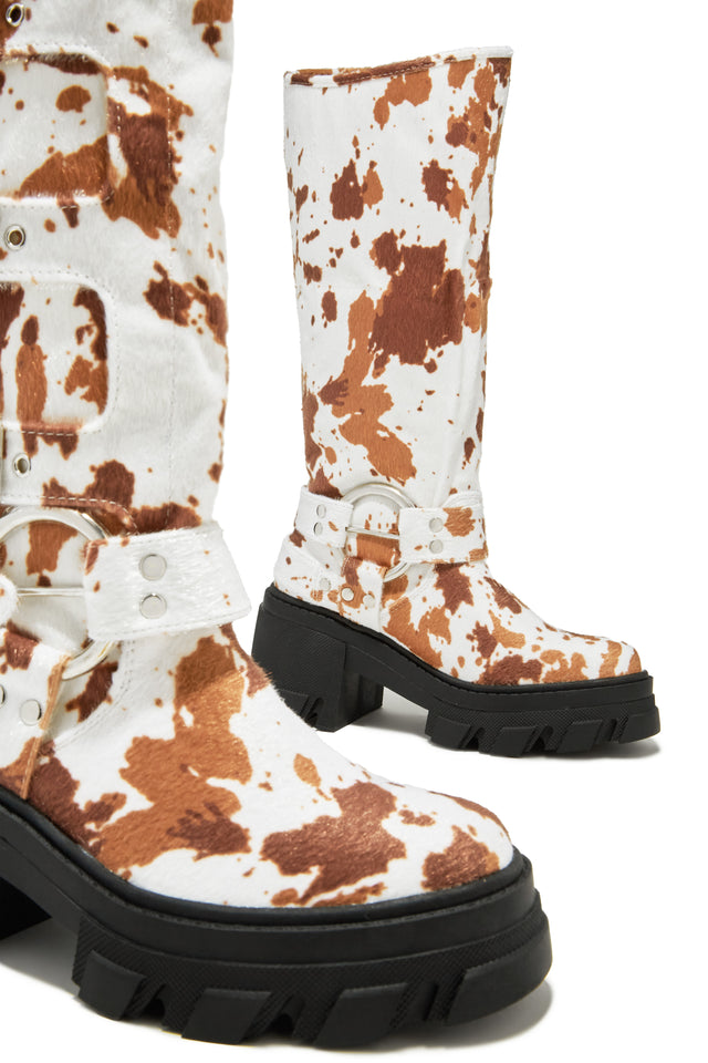 Load image into Gallery viewer, Alix Knee High Buckle Combat Boots - Cow