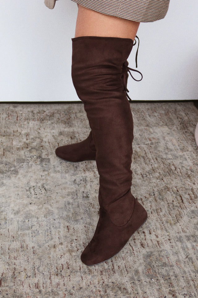 Load image into Gallery viewer, Cozy Season Flat Over The Knee Boots - Brown