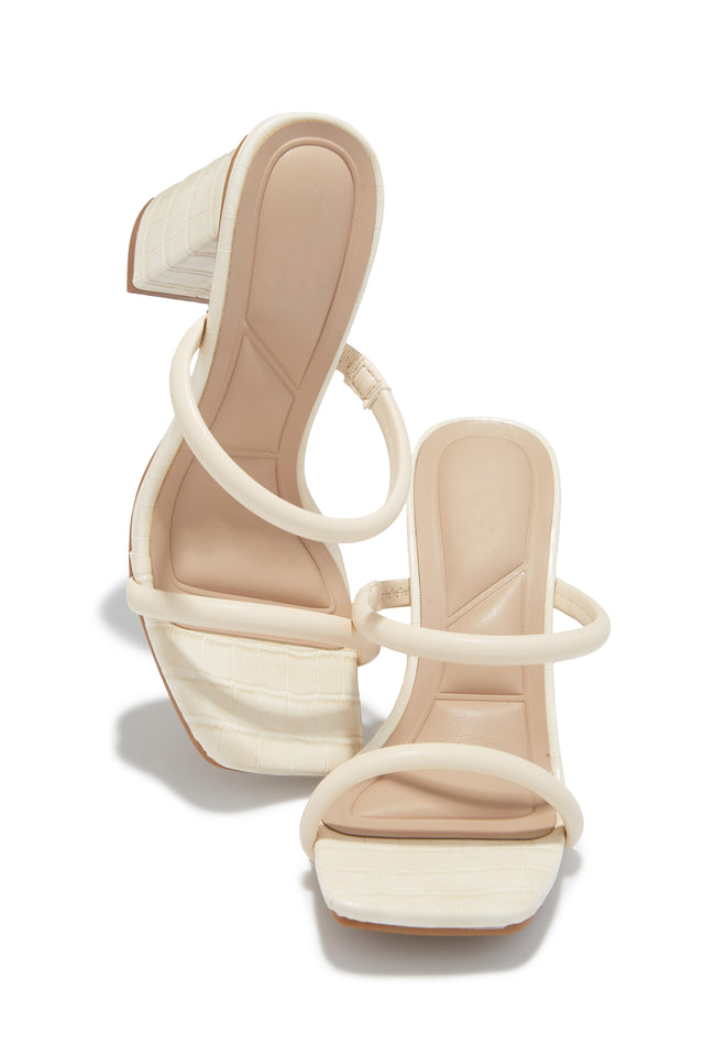 Load image into Gallery viewer, Jenna Block Heel Mules - Beige Croc