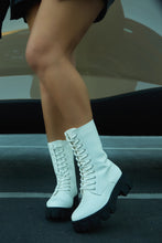 Load image into Gallery viewer, Dani Lace Up Combat Boots - White