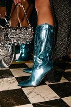 Load image into Gallery viewer, Delaney Block Heel Cowgirl Boots - Blue